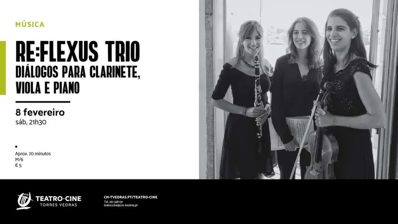 Cartaz «Diálogos para clarinete, viola e piano», Teatro-Cine de Torres Vedras, 8 de fevereiro de 2020